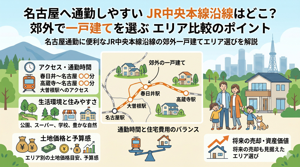 名古屋へ通勤しやすいJR中央本線沿線はどこ  郊外で一戸建てを選ぶエリア比較のポイントの画像