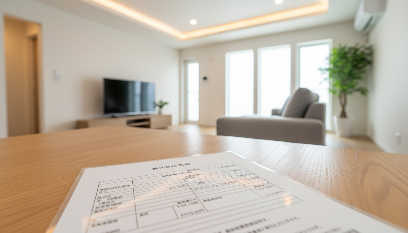 株式会社 高翔の技術で施工された美しいリノベーション物件と、明朗会計で透明性を示す見積書のイメージ