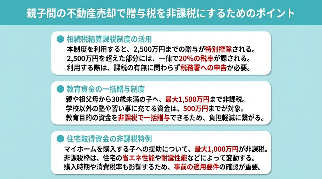 親子間の不動産売却で贈与税を非課税にするためのポイント