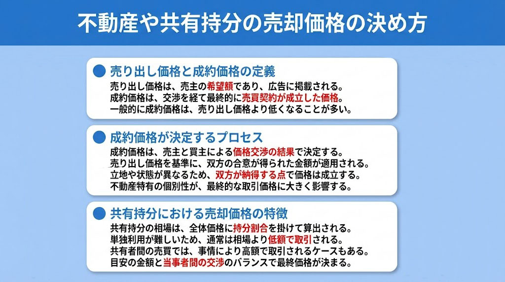 不動産や共有持分の売却価格の決め方