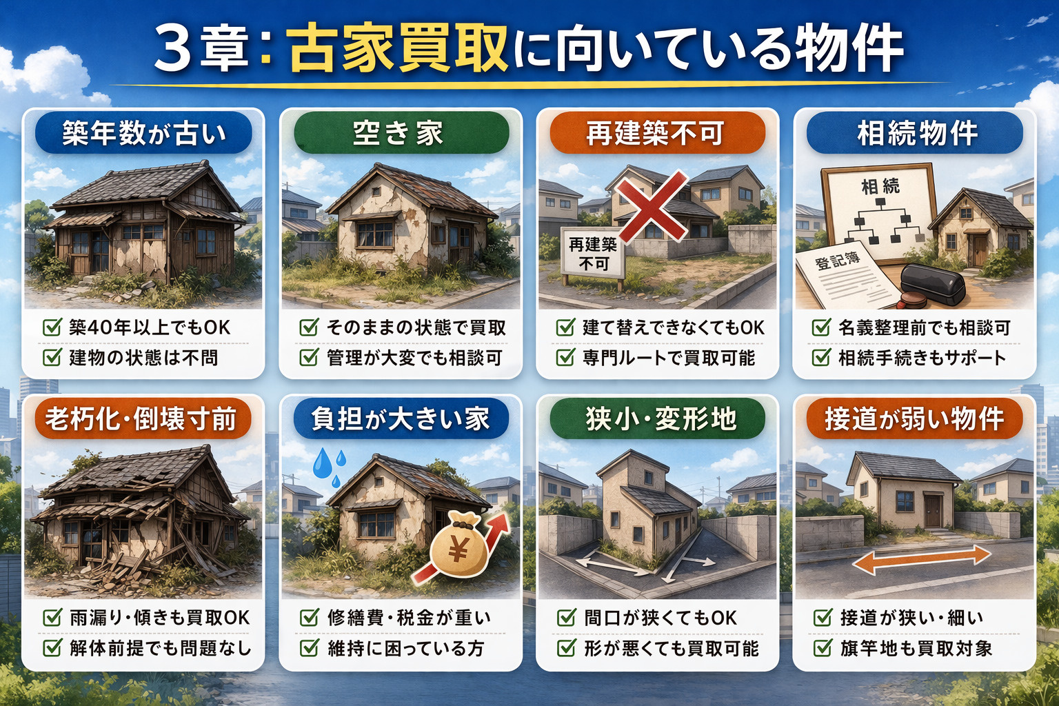 古家買取に向いている物件一覧