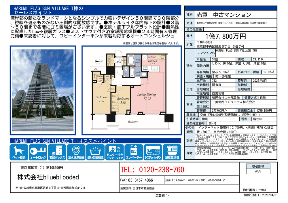 HARUMI FLAG SUN VILLAGE T棟ご紹介の画像