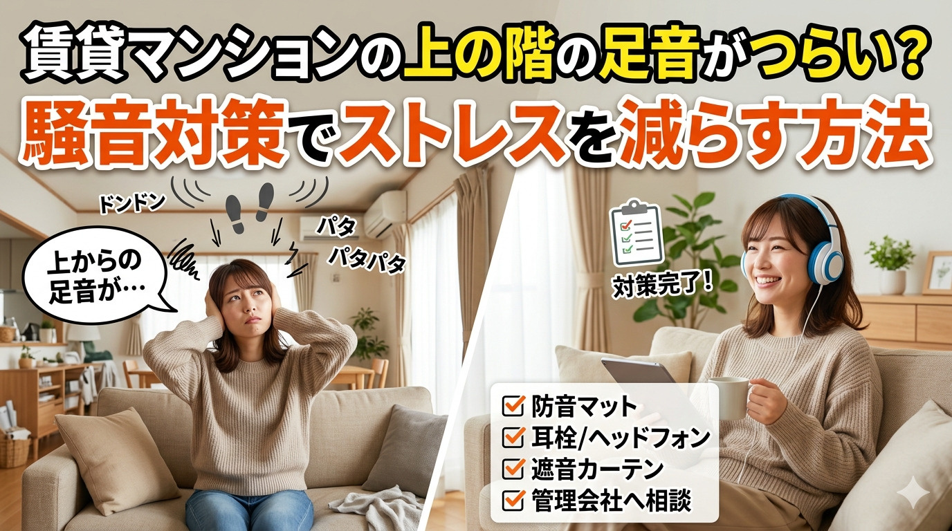 賃貸マンションの上の階の足音がつらい？騒音対策でストレスを減らす方法の画像