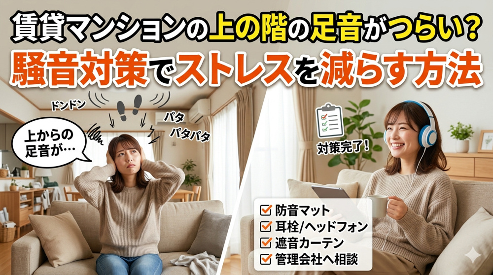 賃貸マンションの上の階の足音がつらい？騒音対策でストレスを減らす方法の画像