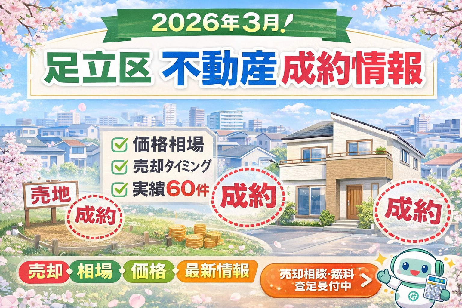 【2026年3月】足立区戸建て成約情報｜最新相場・価格帯・売却タイミングをプロが解説｜不動産のみらいの画像