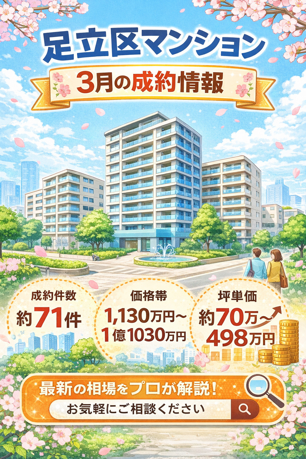 【2026年3月】足立区マンション成約情報｜最新相場・坪単価・売却タイミングをプロが解説｜不動産のみらいの画像