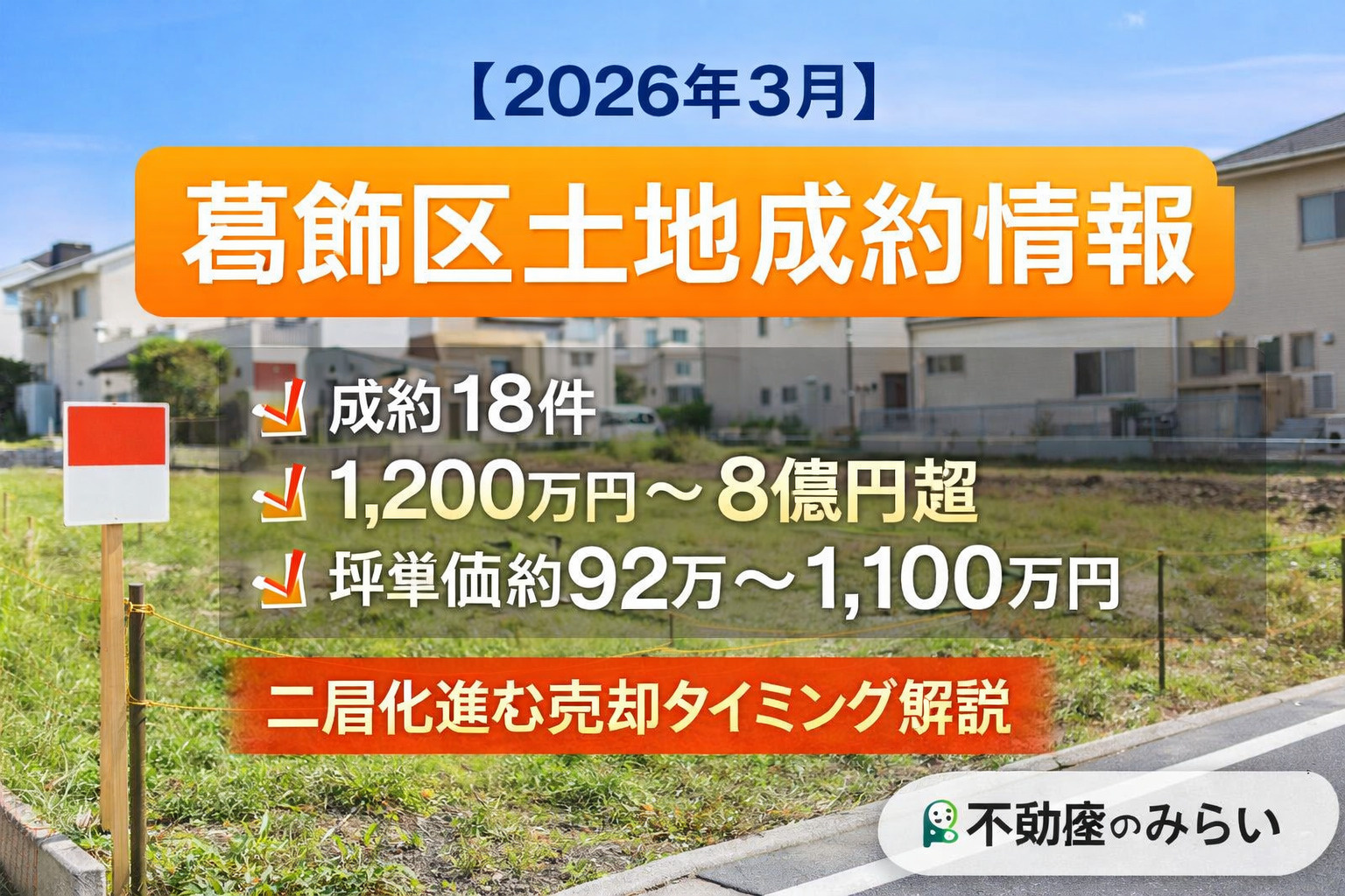 【2026年3月】葛飾区土地成約情報｜最新相場・坪単価・売却タイミングをプロが解説｜不動産のみらいの画像