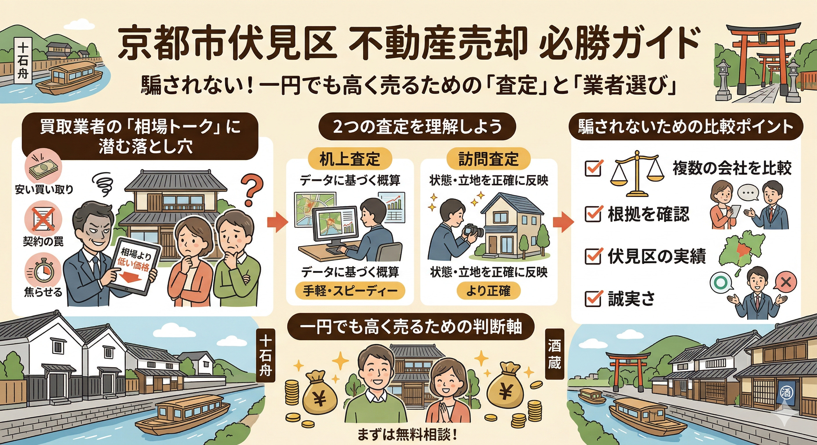 【要注意】買取業者の“相場トーク”に騙されるパターン｜京都市伏見区で一円でも高く売るための不動産売却ガイドの画像