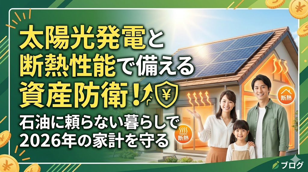 太陽光発電と断熱性能で備える資産防衛！  石油に頼らない暮らしで2026年の家計を守るの画像