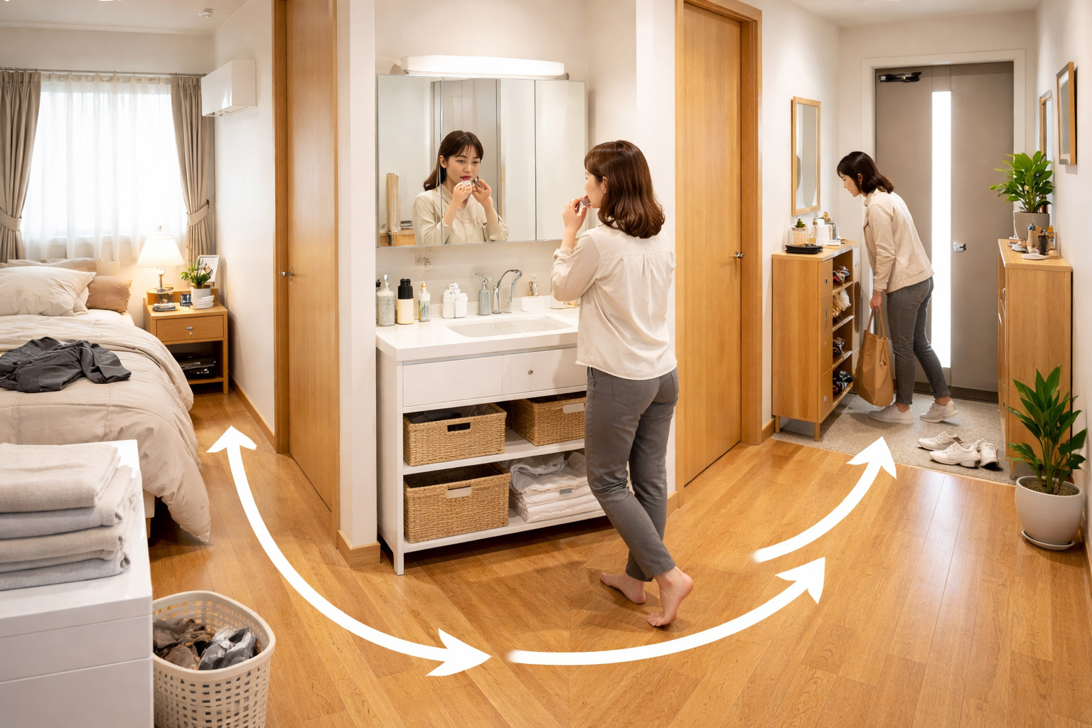 賃貸で“朝の支度がしやすい部屋”を選ぶコツ｜洗面所・動線・収納をチェックの画像