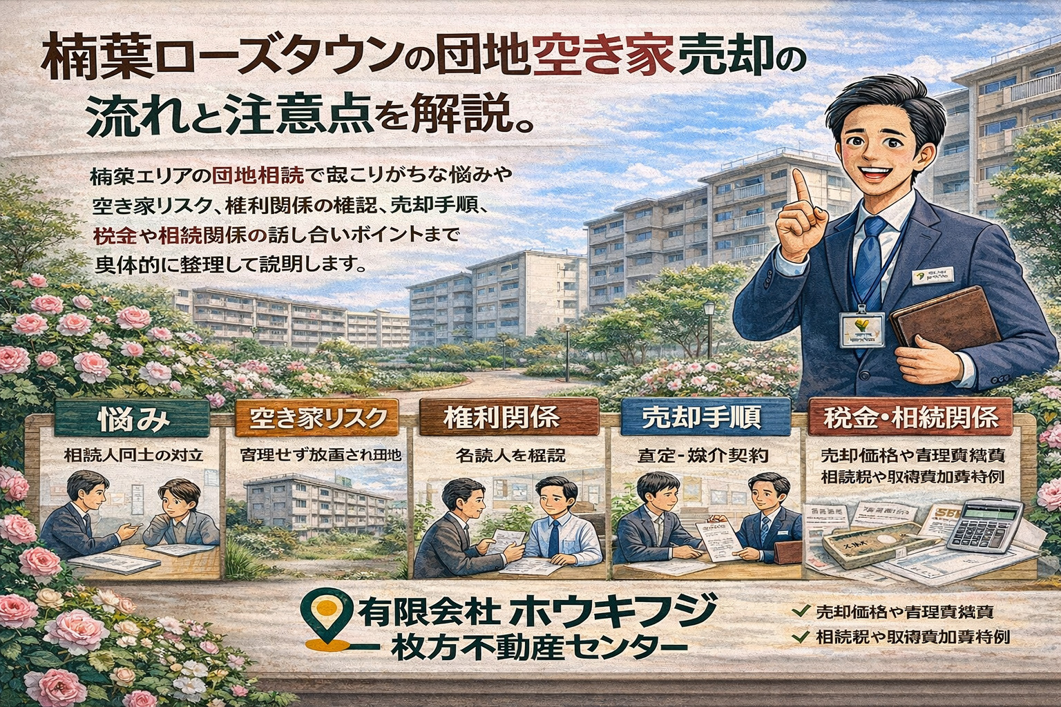 楠葉ローズタウンの団地空き家整理！相続後の売却ポイントを解説の画像