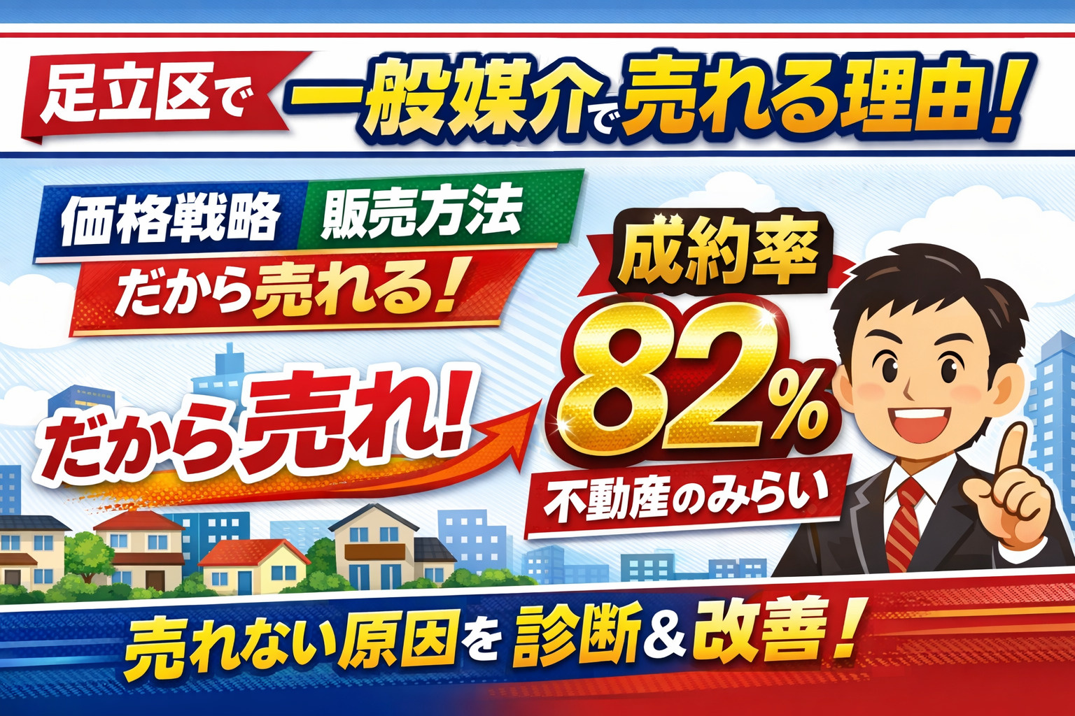 【足立区】一般媒介でも売れる理由｜成約率82％の不動産会社が“売れない原因と対策”を解説｜不動産のみらいの画像