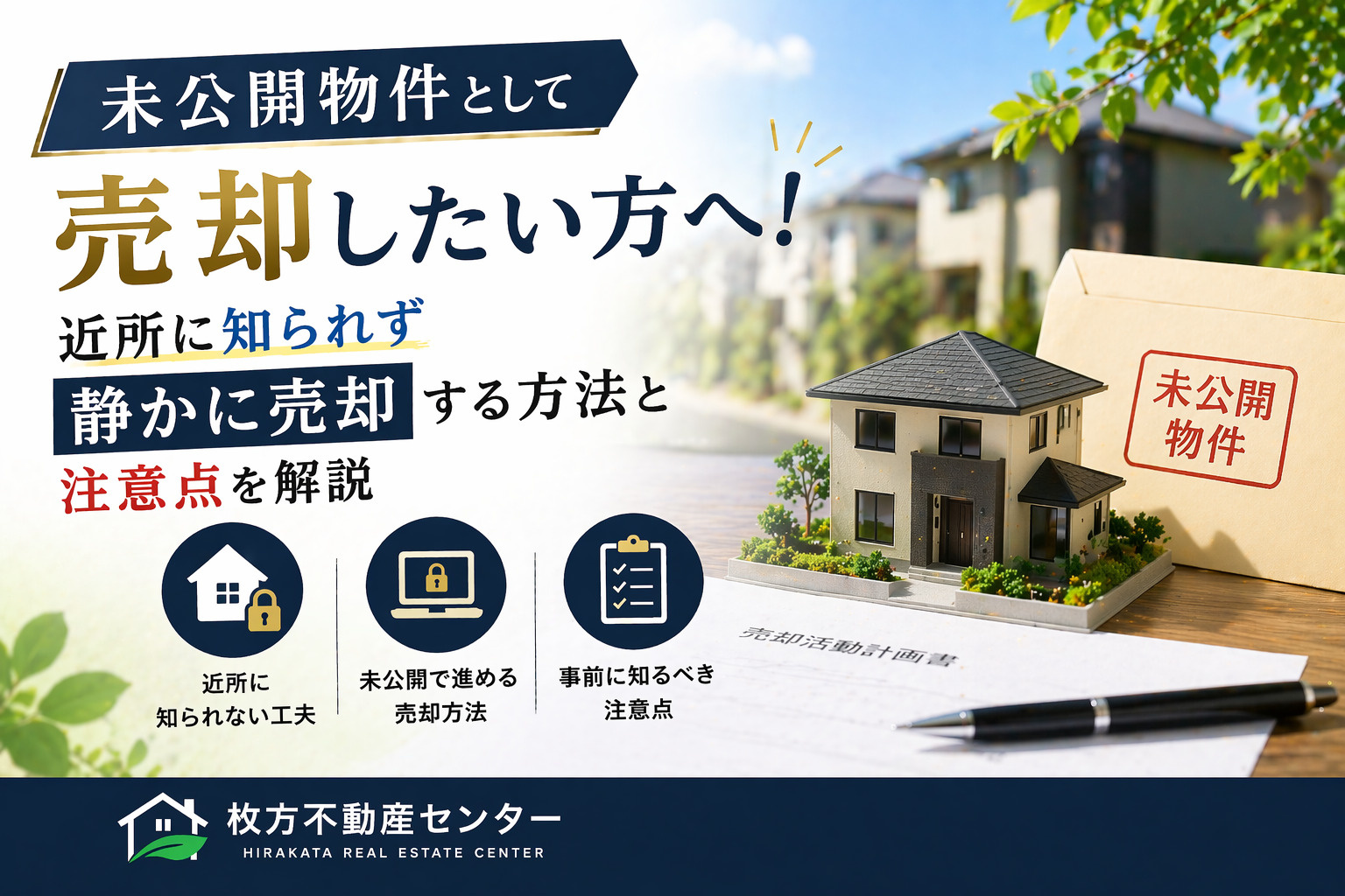 枚方市で未公開物件として売却したい方へ！  近所に知られず静かに売却する方法と注意点を解説の画像