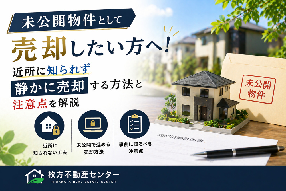枚方市で未公開物件として売却したい方へ！  近所に知られず静かに売却する方法と注意点を解説の画像