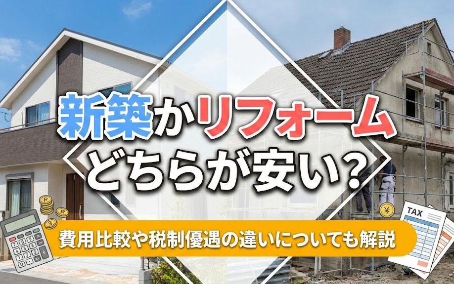 新築かリフォームどちらが安い？費用比較や税制優遇の違いについても解説