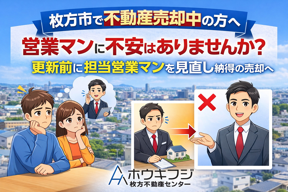 枚方市で不動産売却中の方へ営業マンに不安はありませんか？  更新前に担当営業マンを見直し納得の売却への画像