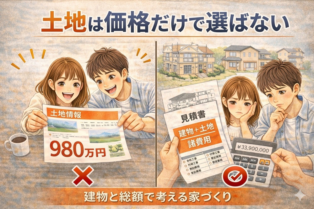  土地は価格だけで決めない｜建物と総額で考える家づくり【大東市の注文住宅】の画像