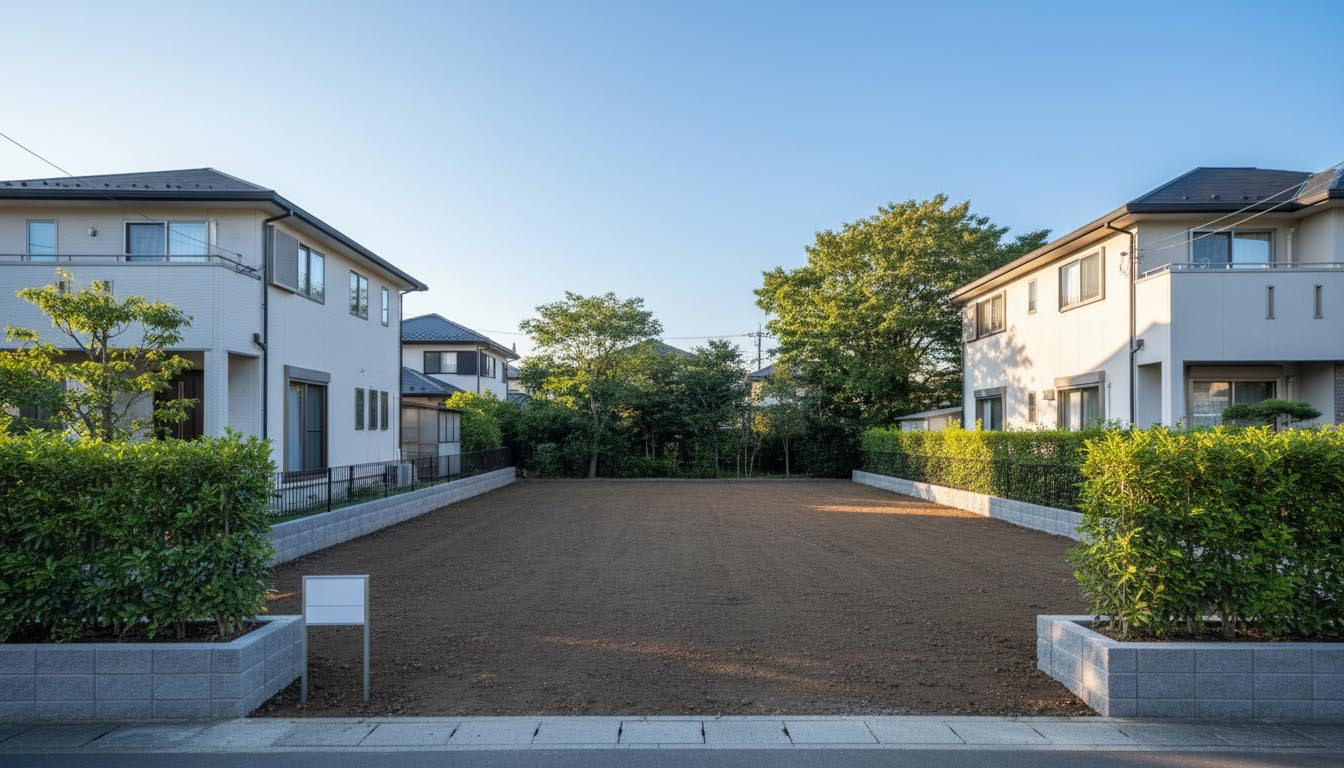 古い建物を解体して整地され、戸建て用地として販売準備が整った美しい更地のイメージ