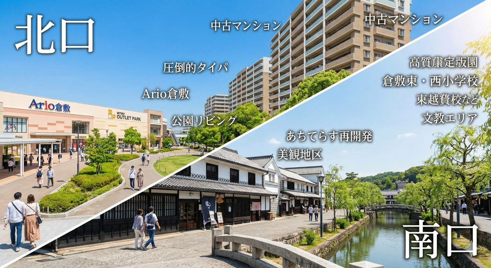 倉敷駅「北口 vs 南口」徹底比較｜中古マンション購入前に知っておきたい生活環境の差の画像