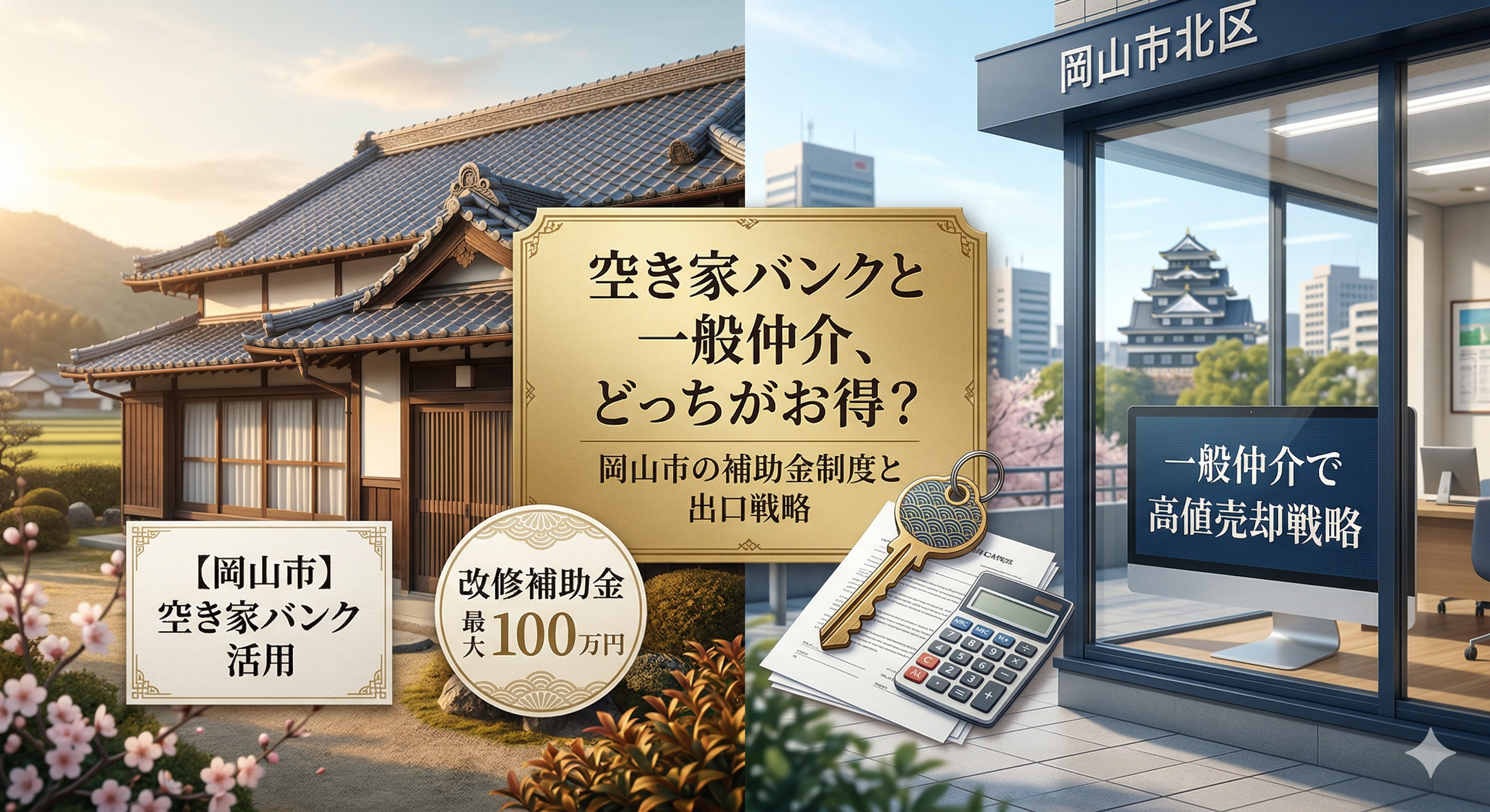 空き家バンクと一般仲介、どっちがお得？ 岡山市の補助金制度と出口戦略の画像