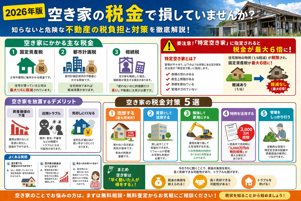 【2026年版】空き家の税金で損していませんか？知らないと危険な不動産の税負担と対策を徹底解説の画像