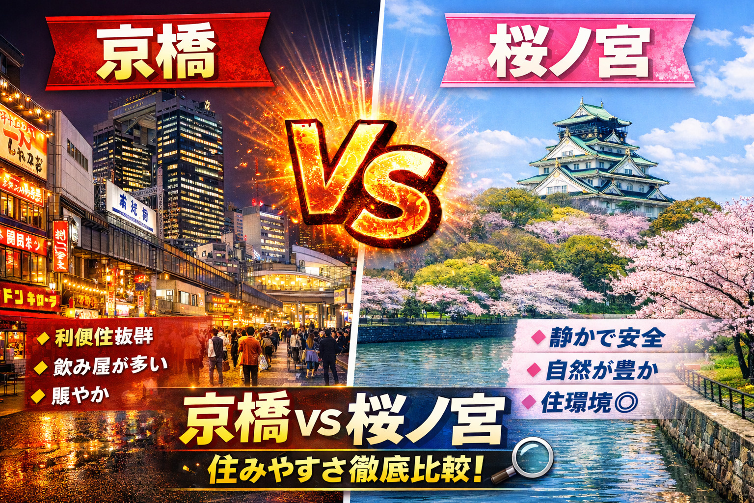 【2026年版】京橋vs桜ノ宮どっちが住みやすい？治安・家賃・便利さを不動産目線で徹底比較の画像