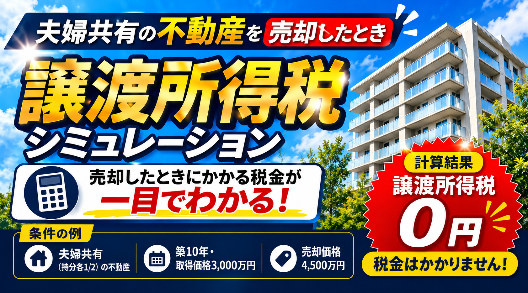 建売・マンション売ったら、手元にいくら残る？譲渡所得税シミュレーション（共有・取得費・減価償却・税率・ A4出力版）の画像