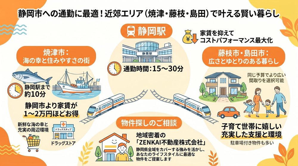 静岡市近郊の賃貸物件｜焼津・藤枝・島田で通勤便利な穴場エリア5選の画像