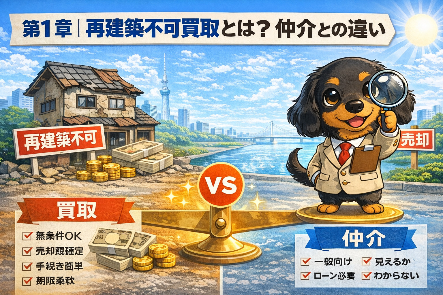 再建築不可買取と仲介の違い