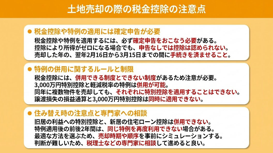 土地売却の際の税金控除の注意点
