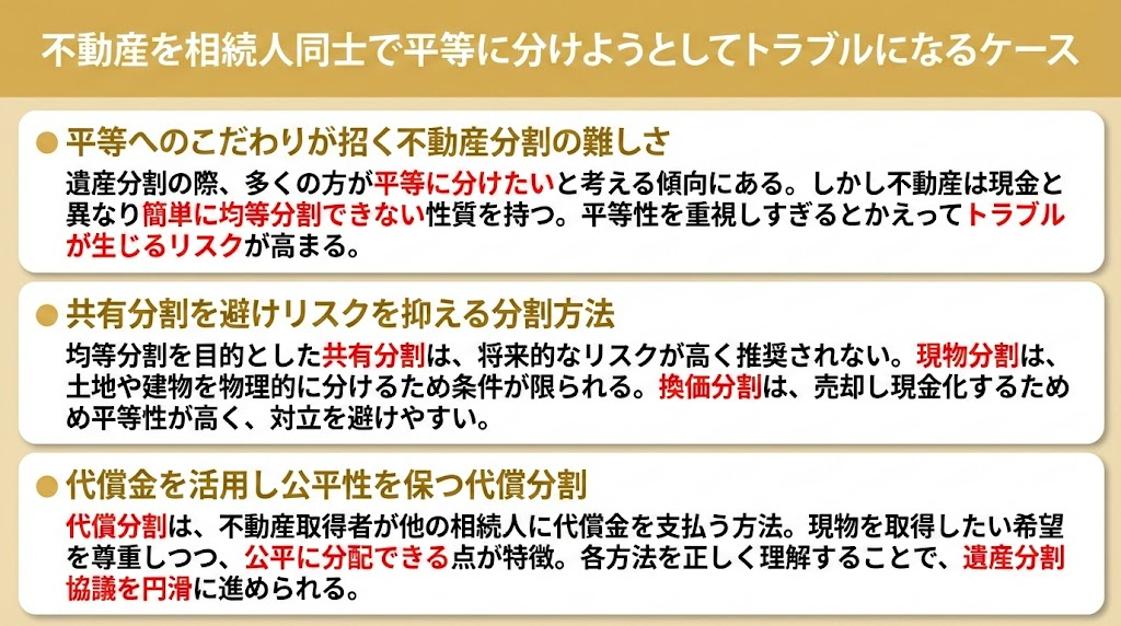 不動産を相続人同士で平等に分けようとしてトラブルになるケース