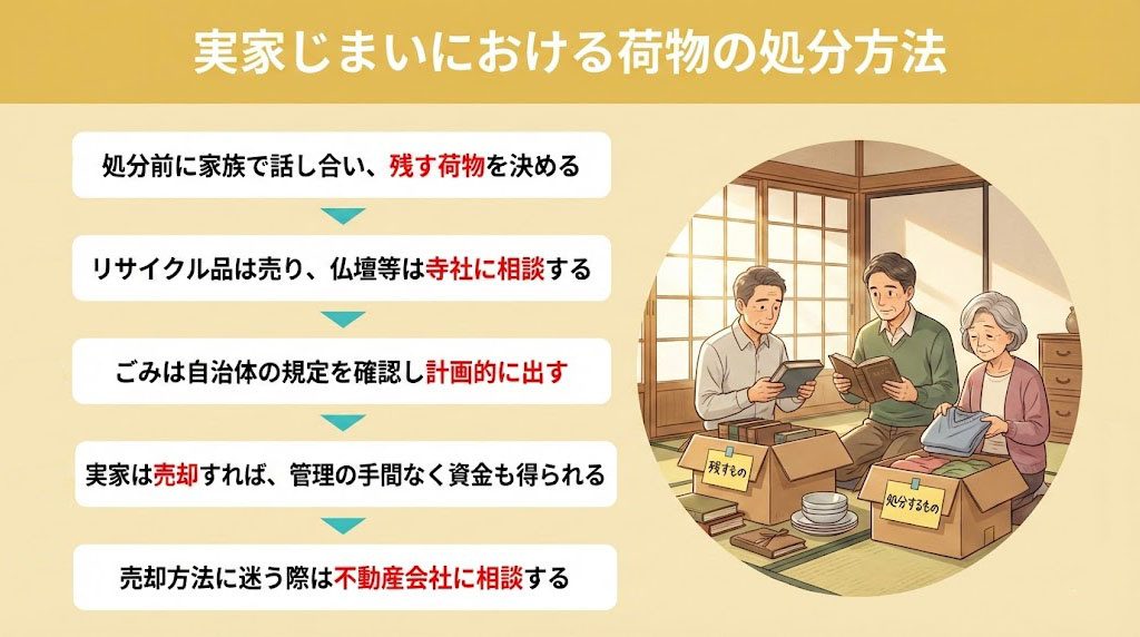 実家じまいにおける荷物の処分方法