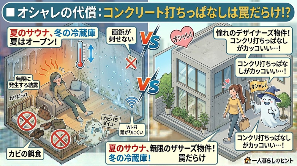 【オシャレの代償】「コンクリート打ちっぱなし」は罠だらけ!? 住んでわかった結露と寒さのリアルの画像
