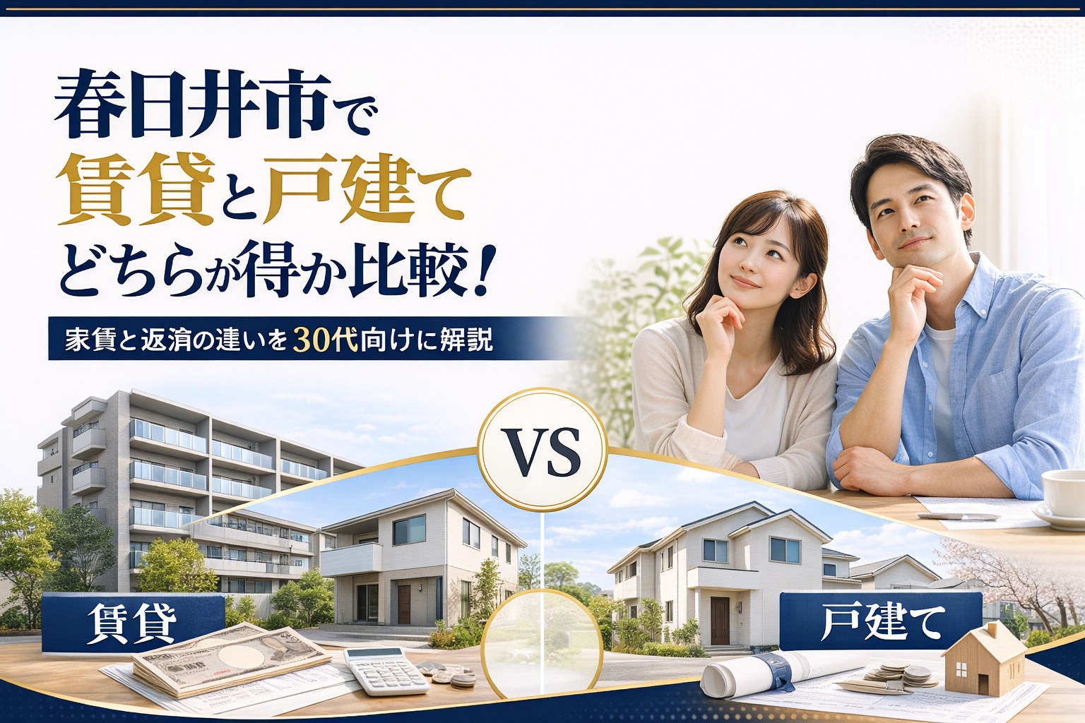 春日井市で賃貸と戸建てどちらが得か比較!家賃と返済の違いを30代向けに解説の画像
