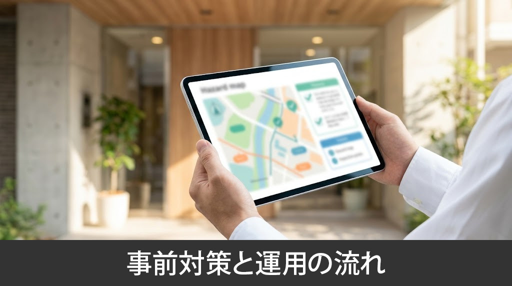 減災の視点で取り組む事前対策と運用の流れ