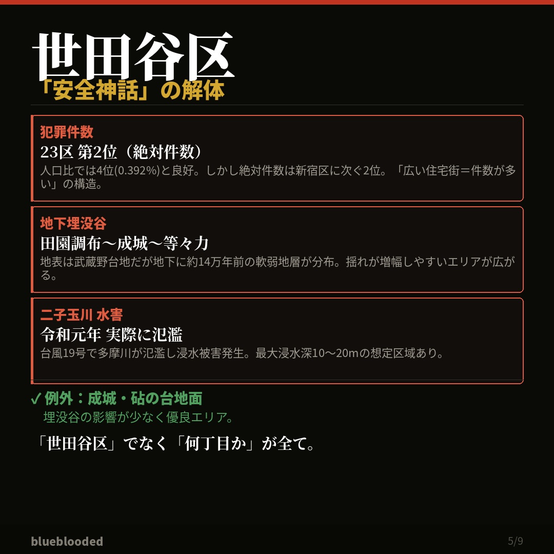 Vol.2｜「世田谷だから安全」「新宿は治安が悪い」 どちらも間違いである ― 地盤×治安の正しい複合評価  の画像