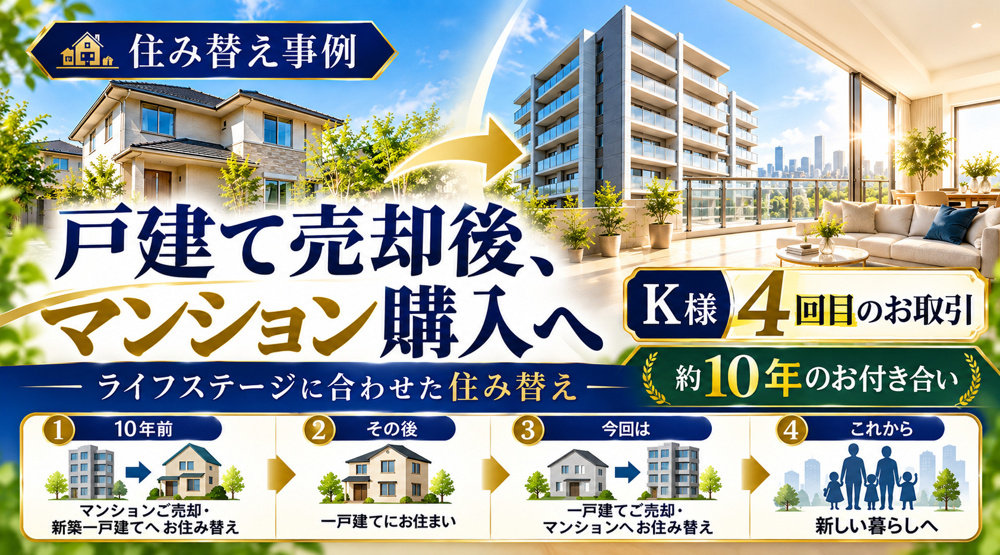 ライフステージとともに、住まいも変わる。10年で4回のご縁。 K様のマンション購入がありました。の画像