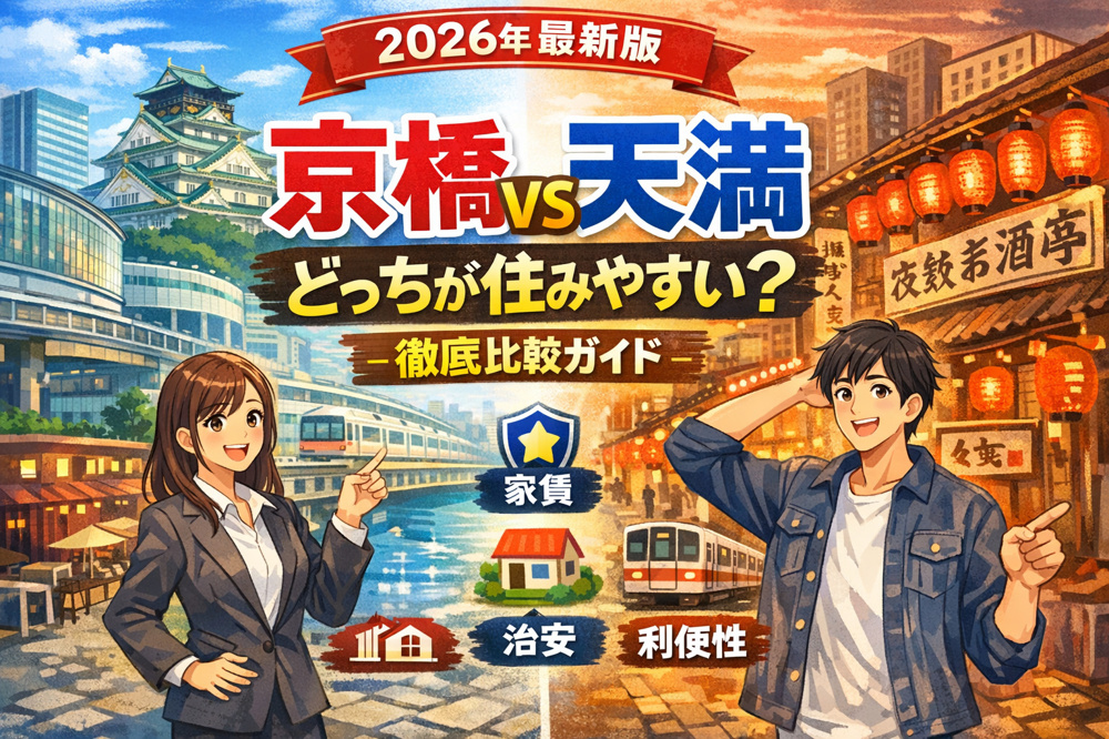 【2026年最新版】京橋 vs 天満どっちが住みやすい？家賃・治安・利便性を徹底比較の画像