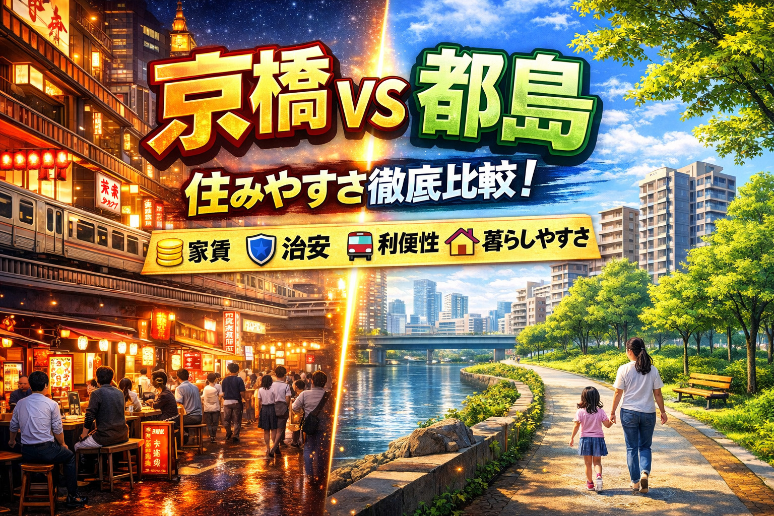 【2026年版】京橋と都島を徹底比較｜家賃・治安・アクセス・住みやすさの違いを完全解説の画像