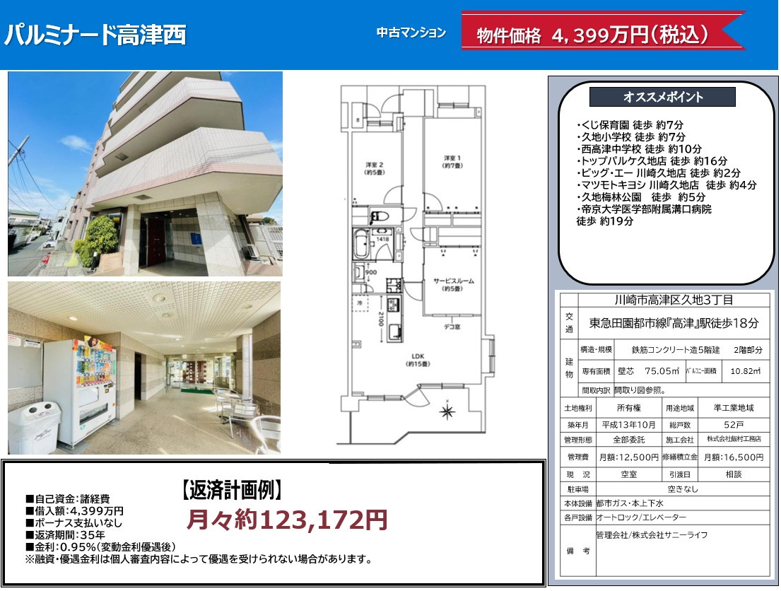 【フルリノベ×75㎡超】・高津・ファミリー住戸の画像