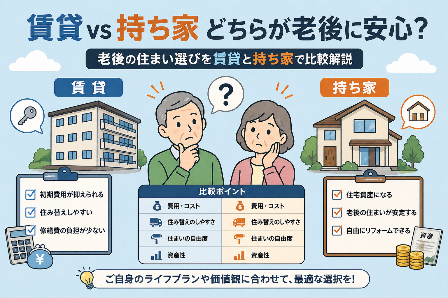 賃貸vs持ち家どちらが老後に安心？