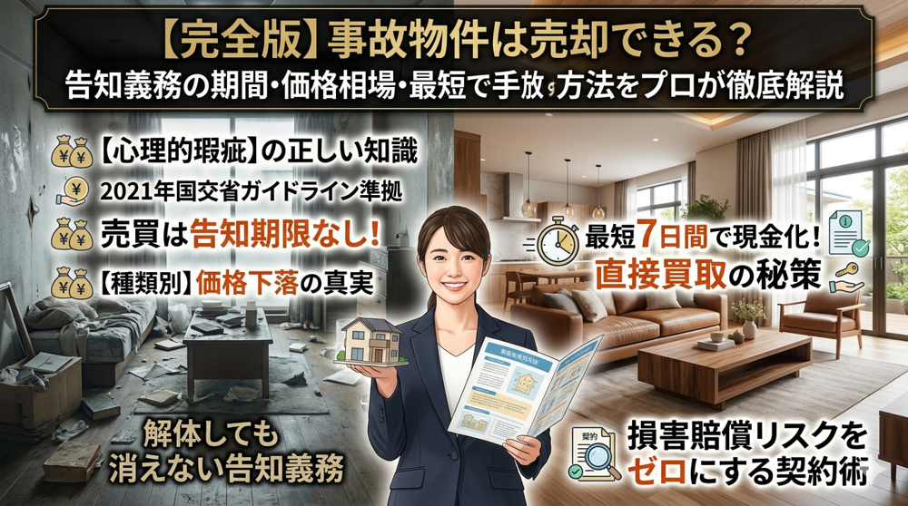 【事故物件・訳あり物件・ゴミ屋敷】事故物件は売却できる？告知義務の期間・価格相場・最短で手放す方法をプロが徹底解説の画像