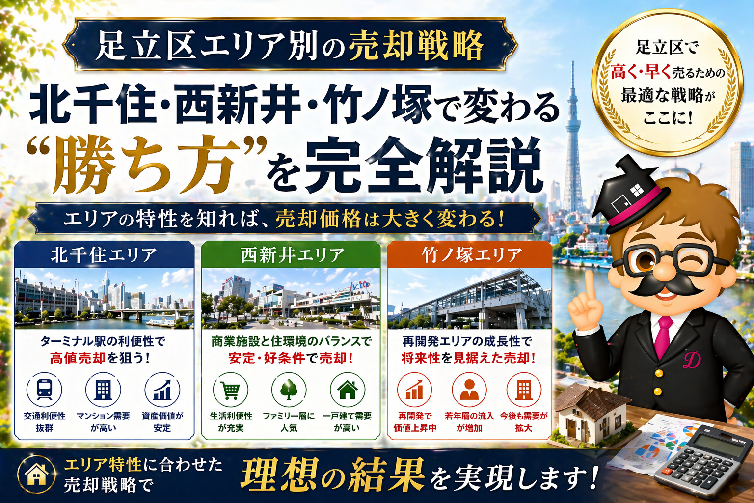 1-1-9足立区エリア別の売却戦略 北千住・西新井・竹ノ塚で変わる“勝ち方”を完全解説【2026年版】の画像
