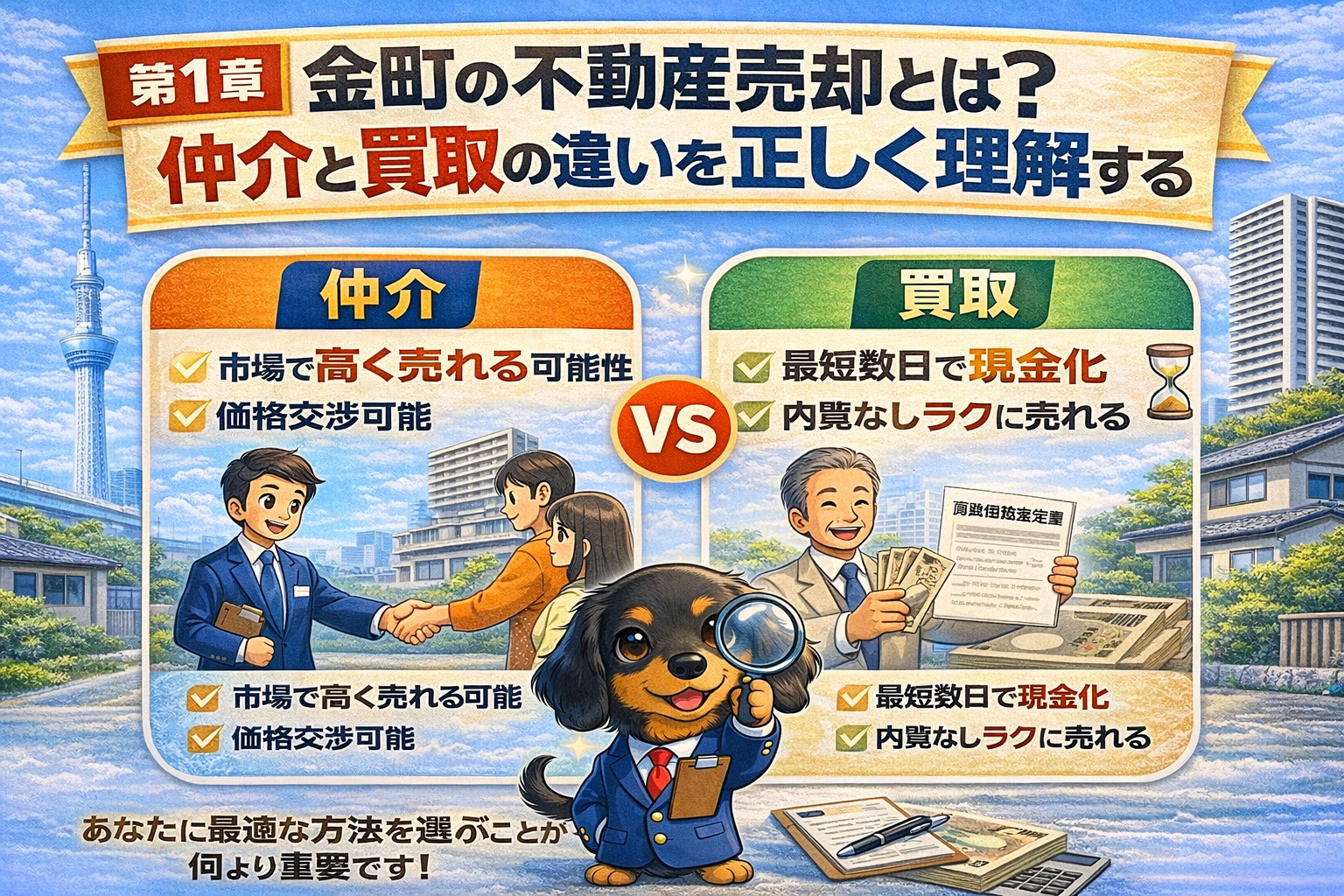 金町の不動産売却における仲介と買取の違い