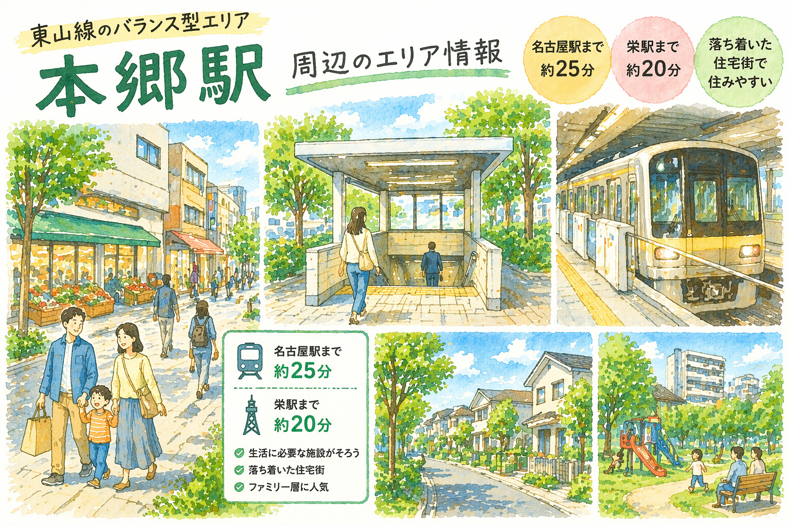 地下鉄東山線「本郷」駅周辺のエリア情報の画像