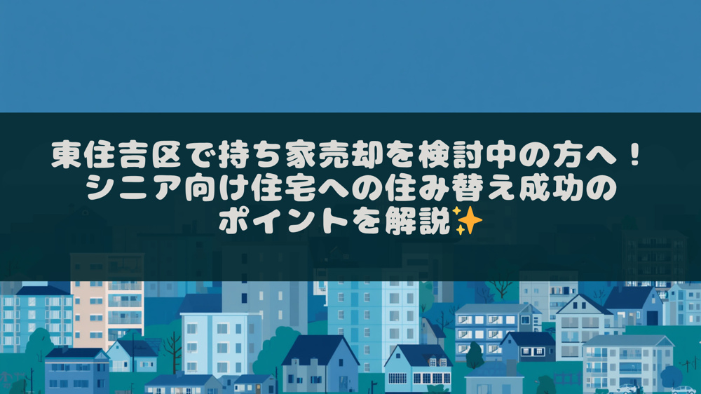 東住吉区で持ち家売却を検討中の方へ！シニア向け住宅への住み替え成功のポイントを解説の画像