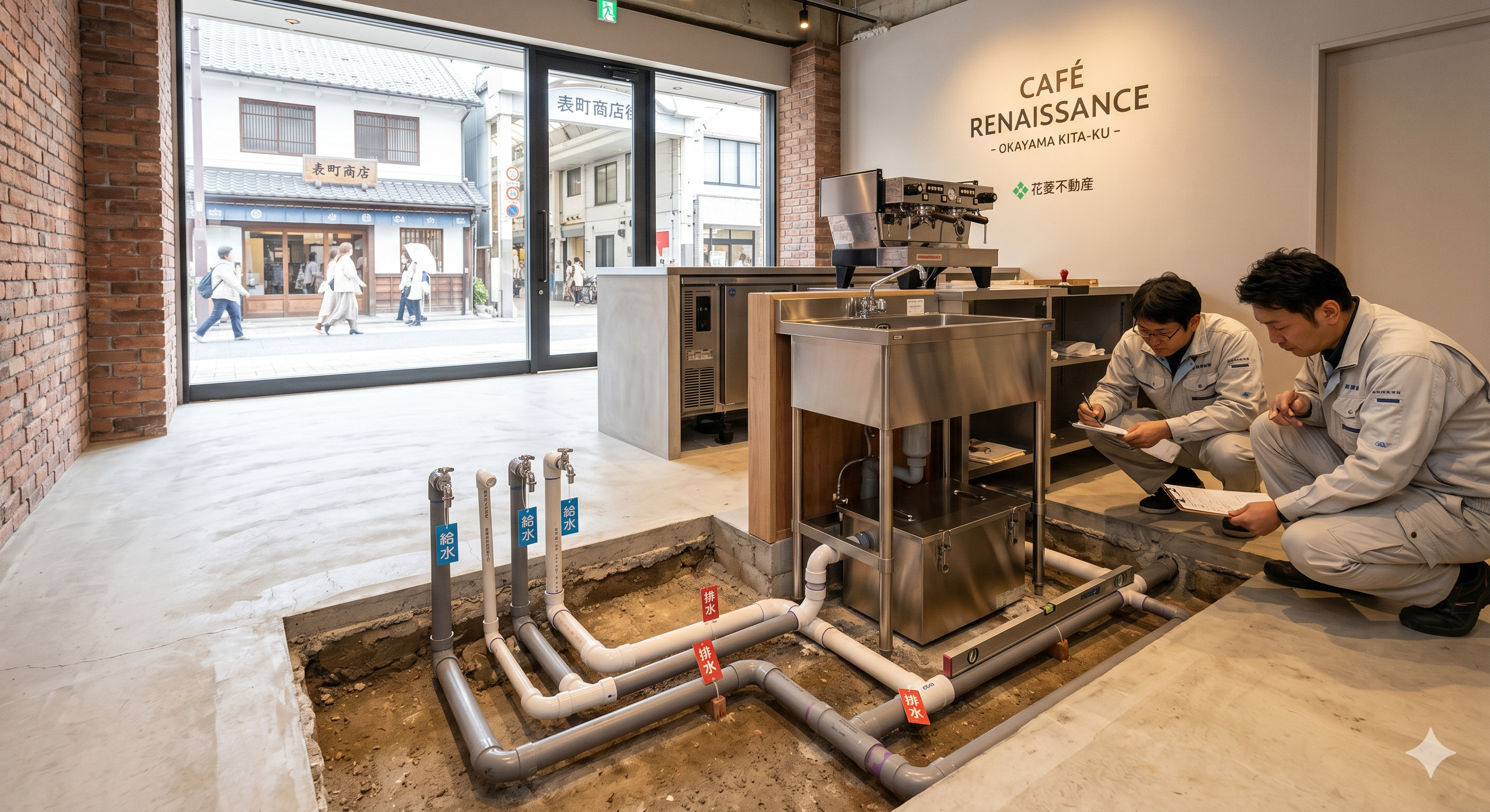 岡山市北区の路面店｜カフェ開業で後悔しないための「給排水設備」確認法の画像