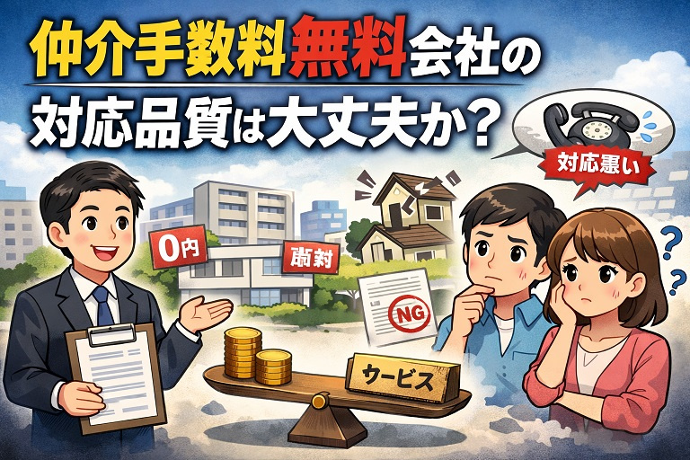 仲介手数料無料会社の対応品質は大丈夫か？の画像