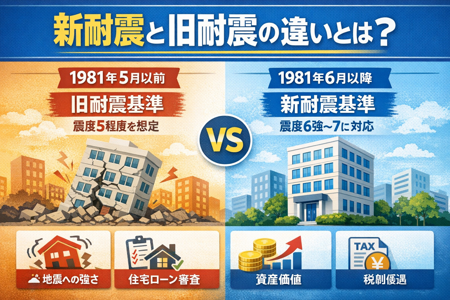 新耐震と旧耐震の違いとは？税制優遇までわかる不動産購入・売却ガイドの画像
