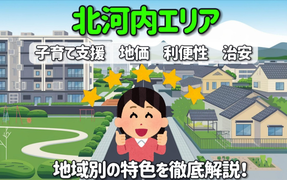 北河内の地域別の特色を徹底解説！  子育て支援と地価利便性治安を比較検討の画像